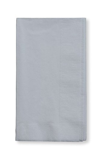 Creative Converting Touch of Color 2-Ply 50 Count Paper Dinner Napkins, Shimmering Silver (673281B)