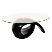 Load image into Gallery viewer, Daonanba 45.3&quot; Glass Top Coffee Table High Gloss Black
