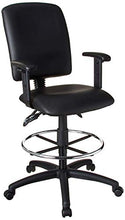 Load image into Gallery viewer, Boss Office Products Multi-Function LeatherPlus Drafting Stool with Adjustable Arms in Black
