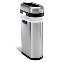Load image into Gallery viewer, simplehuman 50 Liter / 13.2 Gallon Slim Open Top Trash Can, Commercial Grade Heavy Gauge Brushed Stainless Steel
