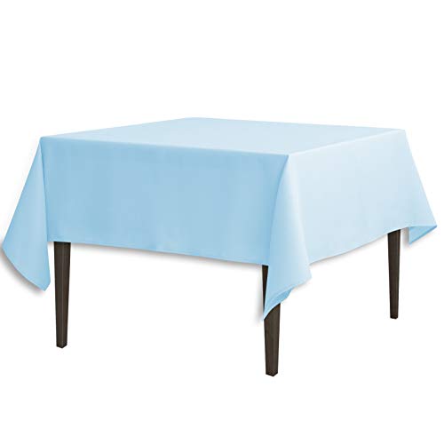 LinenTablecloth 85-Inch Square Polyester Tablecloth Baby Blue