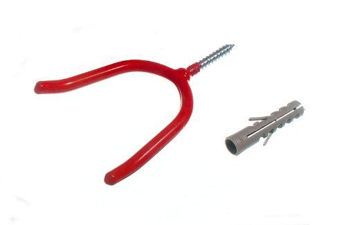 RED WALL HOOK TOOL STORAGE UTILITY HOOK HANGER WITH RAWL PLUGS ( pack 20 )