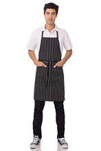 Load image into Gallery viewer, Chef Works Bib Apron, Black/White Chalk Stripe, 34.25-Inch Length by 27-Inch Width
