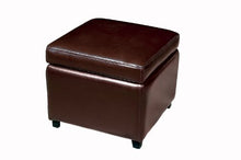 Load image into Gallery viewer, Wholesale Interiors Full Leather Ottoman, Dark Brown
