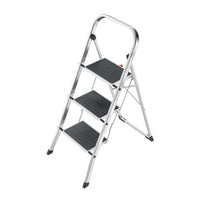 Hailo K60 StandardLine | Aluminum folding step | Three large steps with non-skid mats | Folding safety mechanism | Rectangular rail for convenient transport| Rustproof | Easy to store