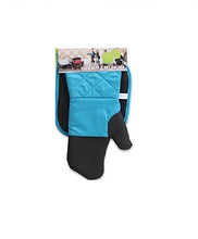 Load image into Gallery viewer, Oven Mitt with Silicone Heat Resistant Grip and Silicone Pot Holder (Blue)
