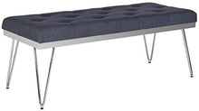 Load image into Gallery viewer, Safavieh Home Collection Marcella Navy &amp; Chrome Bench
