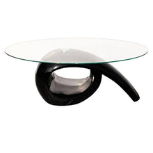 Load image into Gallery viewer, Daonanba 45.3&quot; Glass Top Coffee Table High Gloss Black

