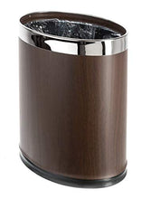 Load image into Gallery viewer, Brelso &#39;Invisi-Overlap&#39; Metal Trash Can, Open Top Small Office Wastebasket, Oval Shape (Wood Look)
