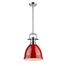 Load image into Gallery viewer, Golden Lighting 3604-S CH-RD Duncan Pendant, Chrome with Red Shade
