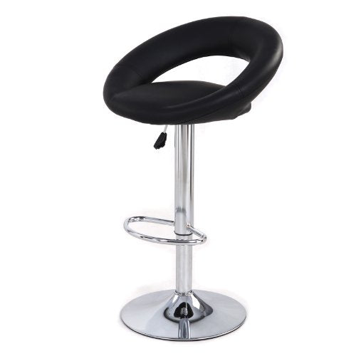 jersey seating PU Leather Hydraulic Lift Adjustable Counter Bar Stool Dining Chair Black (153)