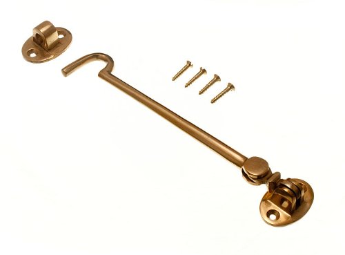 CABIN HOOK AND EYE 150MM 6 INCH SOLID POLISHED BRASS WITH SCREWS (pack of 10)