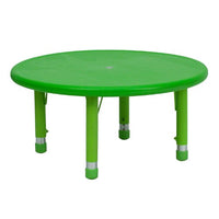 Flash Furniture 33'' Round Green Plastic Height Adjustable Activity Table