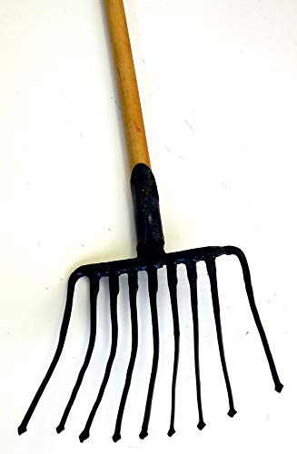 Solid Aim Tools Ergonomic Forged Pitch Fork,Professional Welded Bedding Fork,Forged Ensilage Manue Fork-Heavy Duty Hardwood Handle, Overall in Length 63