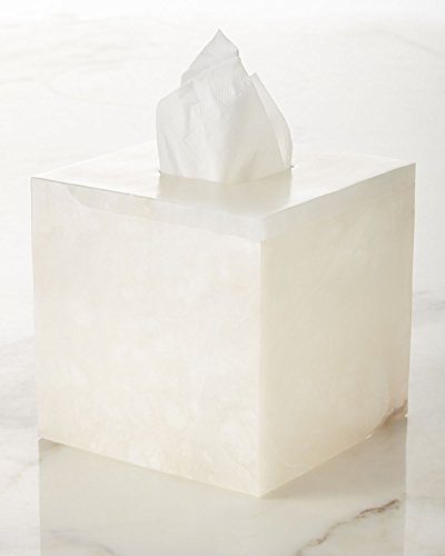 Alabaster Tissue Box Cover, WHITE