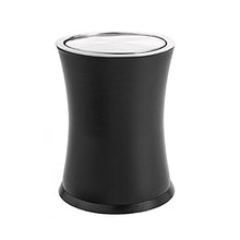 Load image into Gallery viewer, Bennett Swivel-A-Lid Small Trash Can, Metal Attractive &#39;Center-Inset&#39; Designed Wastebasket, Modern Home Dcor, Round Shape (Black)
