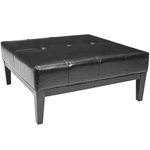 Load image into Gallery viewer, Safavieh Hudson Collection Bleecker Black Leather Cocktail Ottoman, Large
