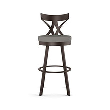 Load image into Gallery viewer, Amisco Washington 26&quot; Counter Height Swivel Stool - Taupe Gray Faux Leather / Dark Brown Metal
