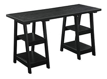Load image into Gallery viewer, Convenience Concepts Designs2Go Double Trestle Desk with Shelves, Black
