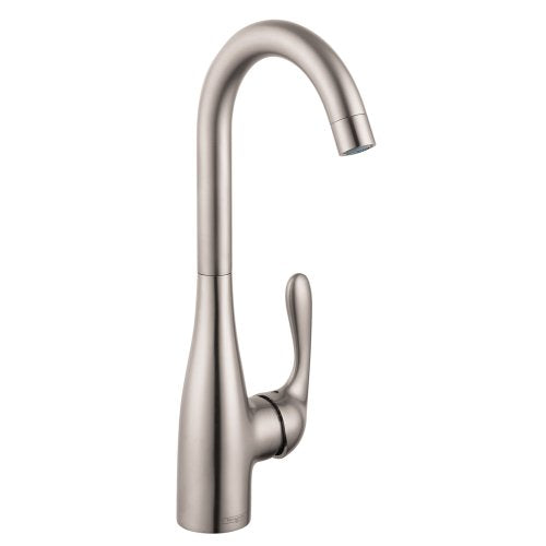 hansgrohe 14801801 Allegro E 14-inch Tall 1-Handle Bar Faucet in Stainless Steel Optic Drain Sold Separately