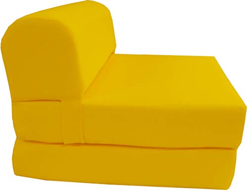 D&D Futon Furniture Yellow Sleeper Chair Folding Foam Beds, Sofa Bed 6 x 32 x 70, 1.8 lb Density Foam.