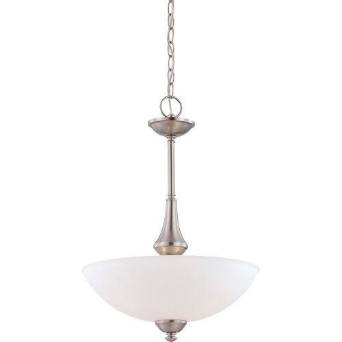 Nuvo Lighting 60/5038 Patton Three Light Pendant 60 Watt A19 Max. Frosted Glass Brushed Nickel Fixture