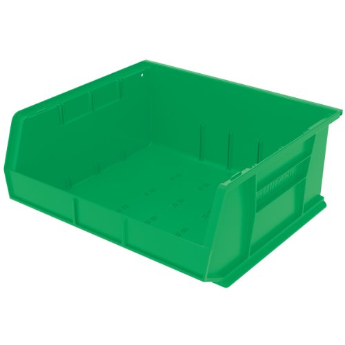 Akro-Mils 30250 AkroBins Plastic Storage Bin Hanging Stacking Containers, (15-Inch x 16-Inch x 7-Inch), Green, (6-Pack)