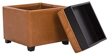 Load image into Gallery viewer, SAFAVIEH Home Collection Harrison Saddle Brown Single Tray Square Foot Rest Storage Ottoman
