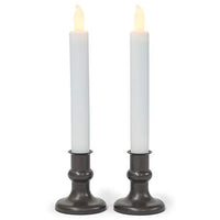 Mark Feldstein & Associates Flameless Amber LED Taper Window Candle with Timer (Set of 2)