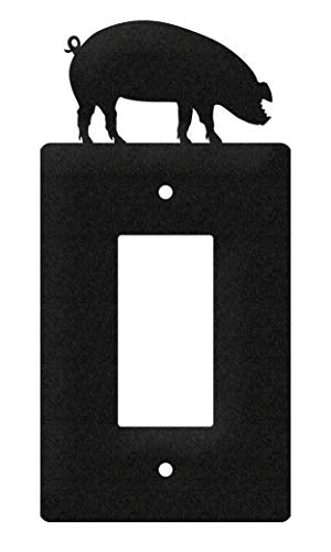 SWEN Products Pig Wall Plate Cover (Single Rocker, Black)
