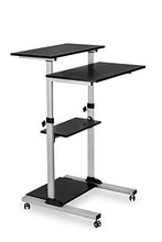 Load image into Gallery viewer, Mount-It! Mobile Standing Desk/Height Adjustable Stand Up Computer Work Station | Rolling Presentation Cart with 27.5 Inch Wide Platform, Locking Wheels
