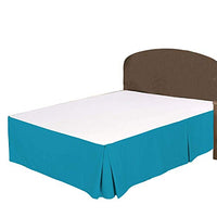 BRIGHTLINEN 1PCs Box Pleated Bed Skirt (Turquoise Blue, Queen, Drop Length 21in) 100% Egyptian Cotton 400 Thread Count