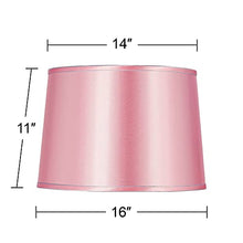 Load image into Gallery viewer, Sydnee Pale Pink Satin Medium Drum Lamp Shade 14&quot; Top x 16&quot; Bottom x 11&quot; Slant (Spider) Replacement with Harp and Finial - Brentwood
