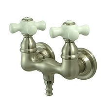 Load image into Gallery viewer, Vintage Double Handle Wall Mount Clawfoot Tub Faucet Trim Finish: Satin Nickel

