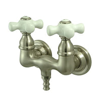 Vintage Double Handle Wall Mount Clawfoot Tub Faucet Trim Finish: Satin Nickel