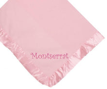 Load image into Gallery viewer, Fastasticdeal Montserrat Girl Customized Microfleece Satin Trim Baby Embroidered Pink Blanket
