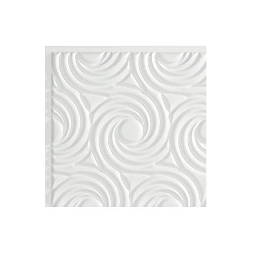 FASDE Cyclone Decorative Vinyl 2ft x 2ft Glue Up Ceiling Panel in Gloss White (12X12 Inch Sample)