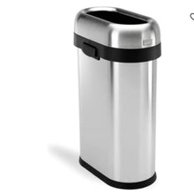 Load image into Gallery viewer, simplehuman 50 Liter / 13.2 Gallon Slim Open Top Trash Can, Commercial Grade Heavy Gauge Brushed Stainless Steel
