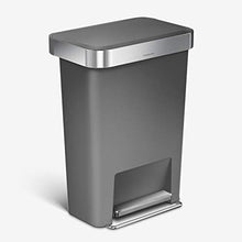 Load image into Gallery viewer, simplehuman 45 Liter / 12 Gallon Rectangular Kitchen Step Trash Can with Soft-Close Lid, Grey Plastic
