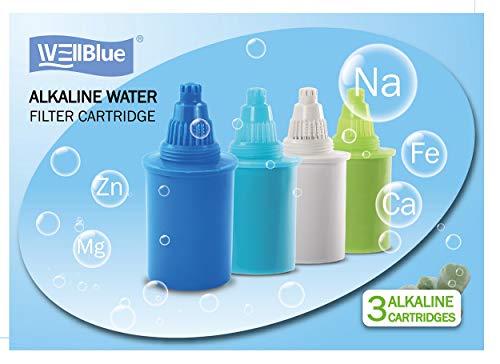 Alkaline Water Replacement Filter 3 Pieces - Pioneer in the Market WellBlue Compatible with many Brands (Light Blue)