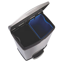 Load image into Gallery viewer, Rubbermaid Commercial Products 1901987 Rubbermaid Commercial Slim Jim Stainless Steel Front Step-On Wastebasket with Trash/Recycling Combo Liner, 8 gal, Black Trim
