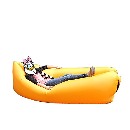 Displayfactory USA Inflatable Lounger Air Slepping Bag Nylon Fabric with Carry Bag Indoor/Outdoor for Camping & Beach & Park & Backyard