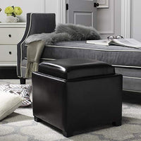 Safavieh Hudson Collection Kaylee Leather Single Tray Square Storage Ottoman, Brown