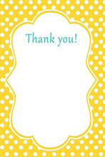 Load image into Gallery viewer, 30 Blank Thank You Cards Yellow Polka Dots Design Baby Shower Birthday Party + 30 White Envelopes
