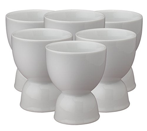 HIC Harold Import Co. 400220/6 HIC Double Egg Cups, Fine Porcelain, White, Set of 6