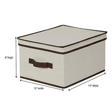Load image into Gallery viewer, Household Essentials 513 Storage Box with Lid and Handle - Natural Beige Canvas with Brown Trim - Large
