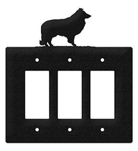 Load image into Gallery viewer, SWEN Products Sheltie Metal Wall Plate Cover (Triple Rocker, Black)
