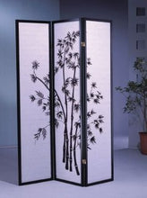 Load image into Gallery viewer, SQUARE FURNITURE Bamboo Print Oriental Shoji Screen 3 Panel - Black

