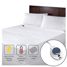 Load image into Gallery viewer, SoftHeat Smart Heated Electric Mattress Pad with Safe &amp; Warm Low Voltage Technology, Dobby Stripe, Twin, White
