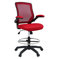 Modway MO-EEI-1423-RED Reception Desk Flip-Up Arm Drafting Chair in Red